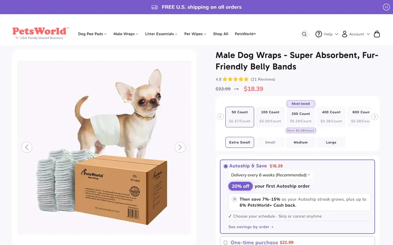 PetsWorld store, page 3 on desktop