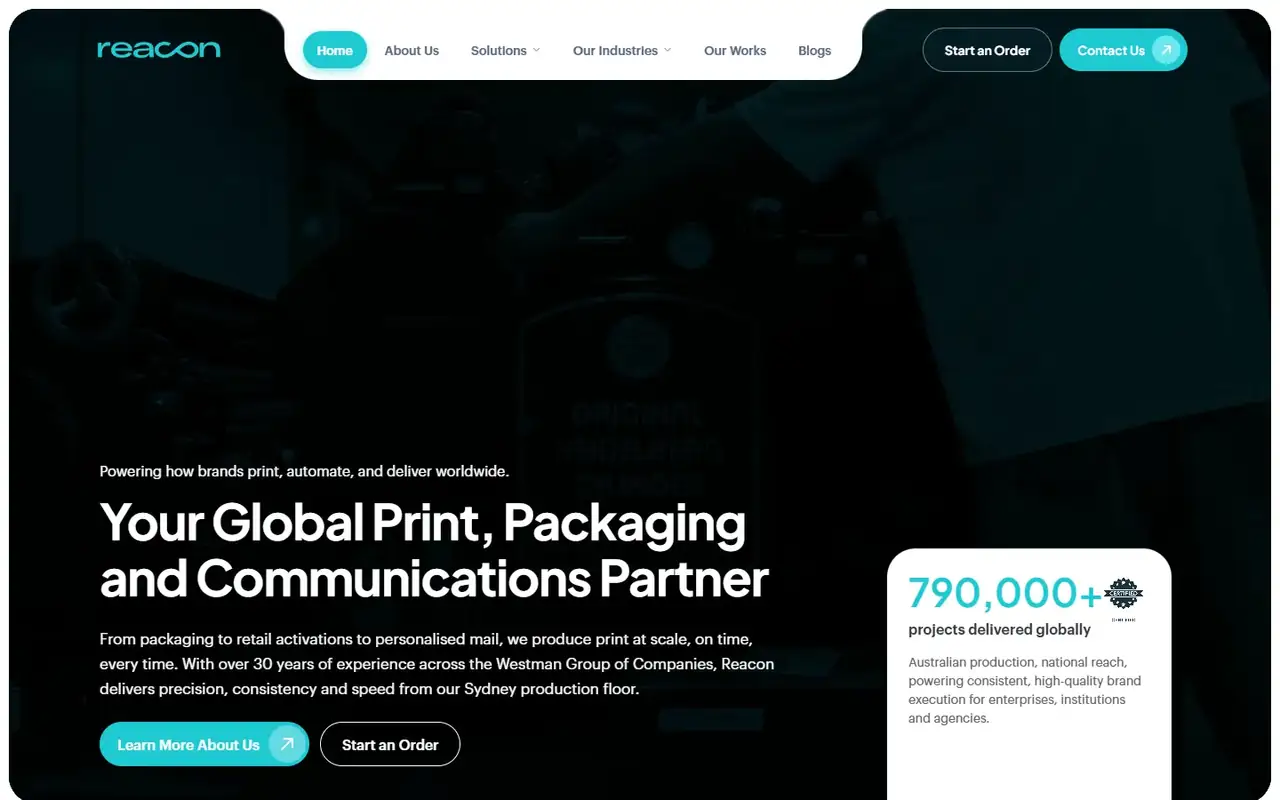 Reacon Group site homepage on desktop
