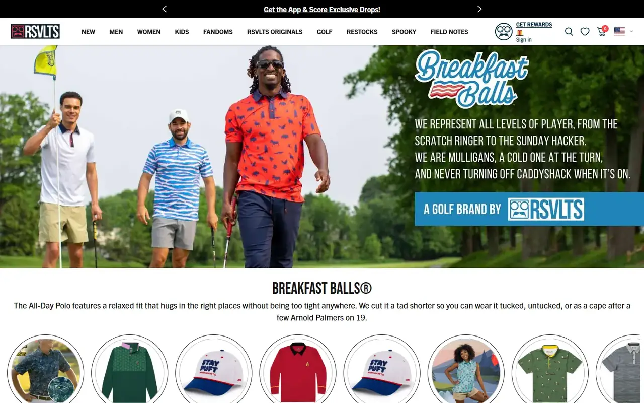 RSVLTS store, page 2 on desktop
