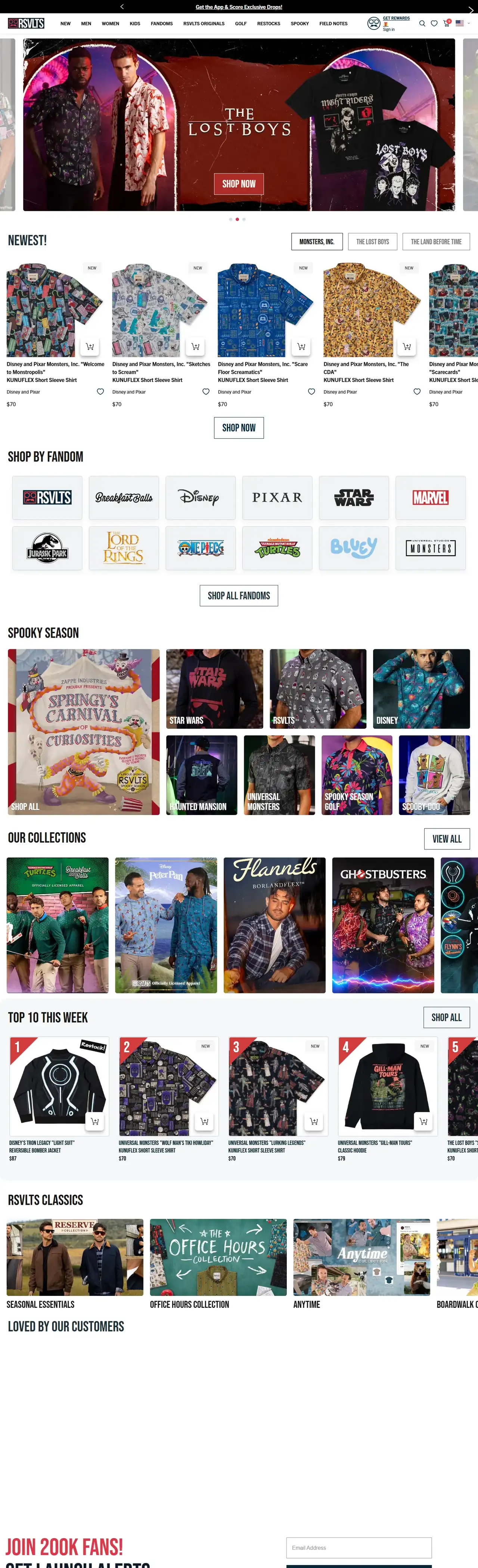RSVLTS full homepage on desktop