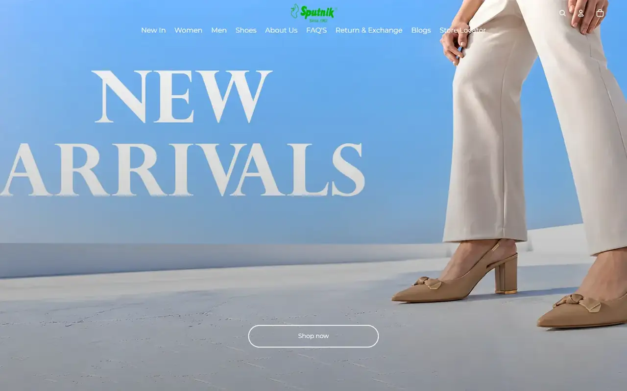 Sputnik Footwear store homepage on desktop