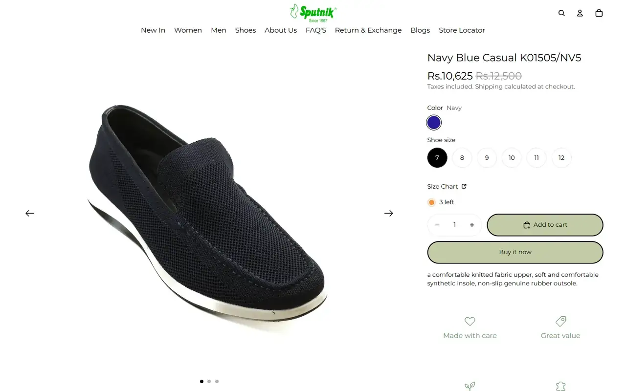 Sputnik Footwear store, page 3 on desktop