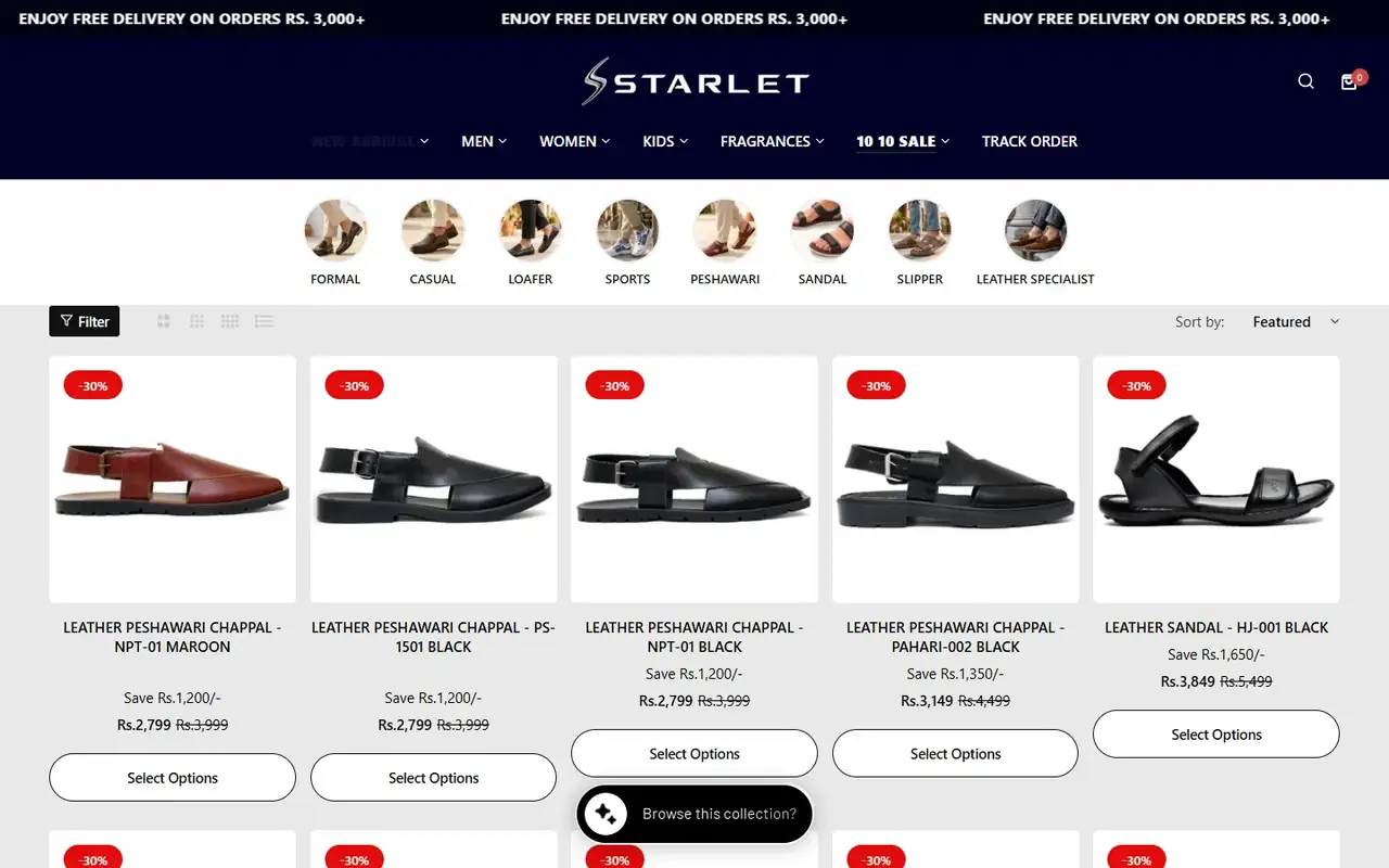 Starlet store, page 2 on desktop