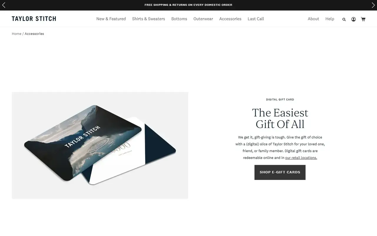 Taylor Stitch store, page 3 on desktop