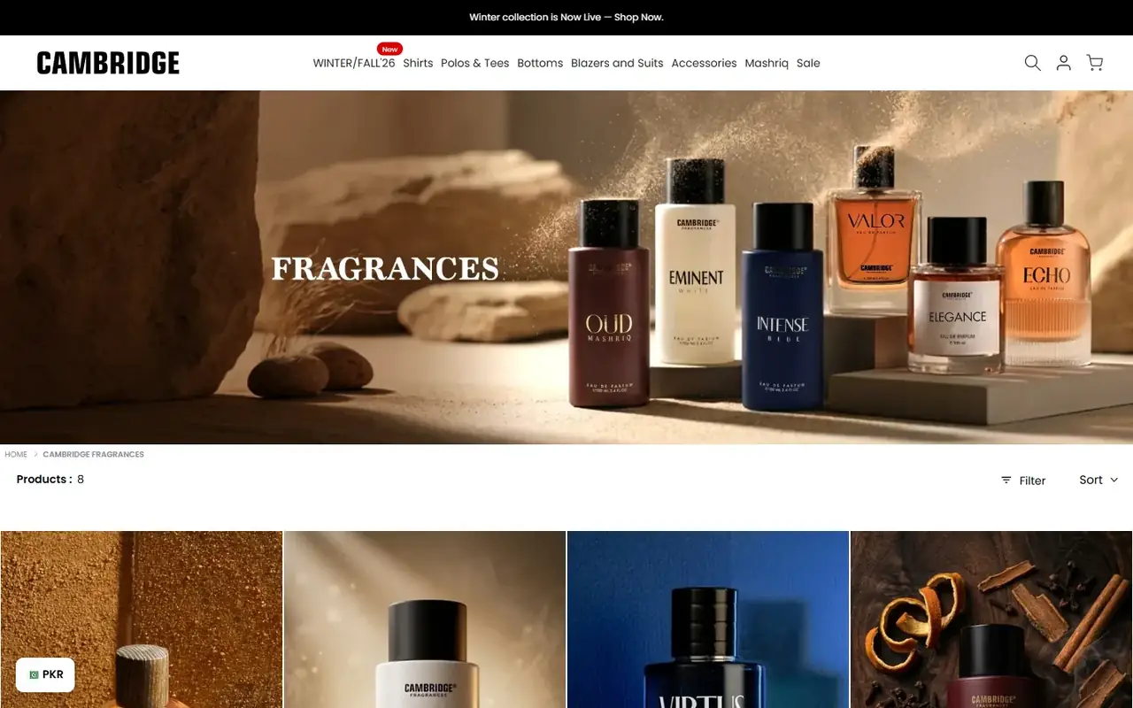 Cambridge store, page 2 on desktop