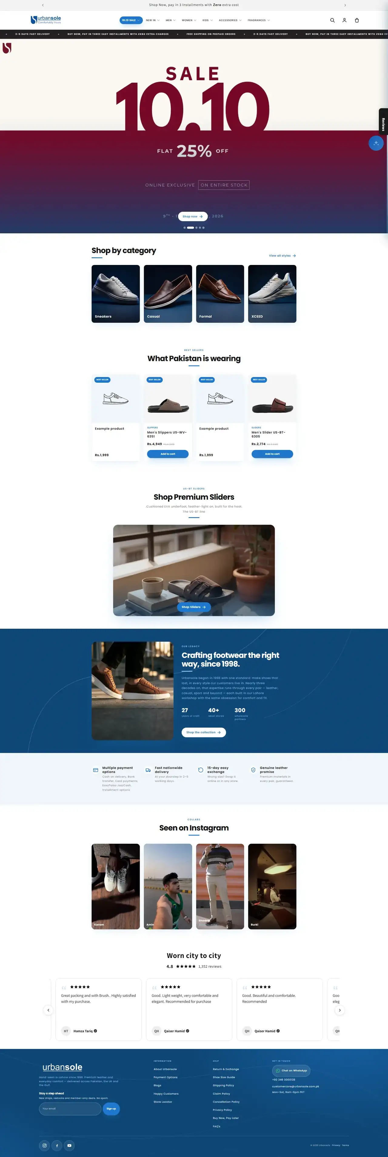 Urbansole full homepage on desktop